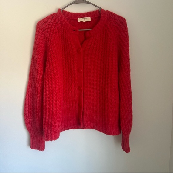 Sezane Emile Button Front Knit Sweater Cardigan Red Women's Size Small - Picture 4 of 9
